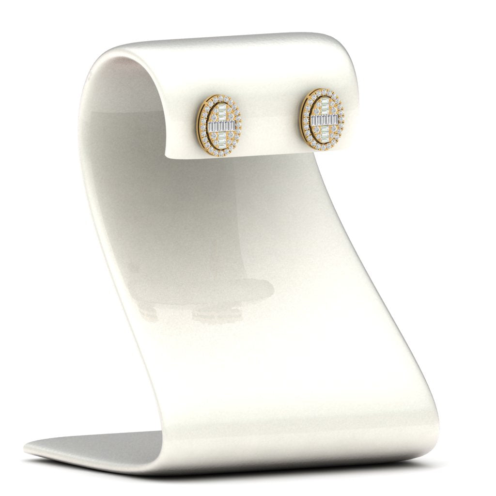 Oval Shaped Baguette Diamond Fancy Stud Earrings
