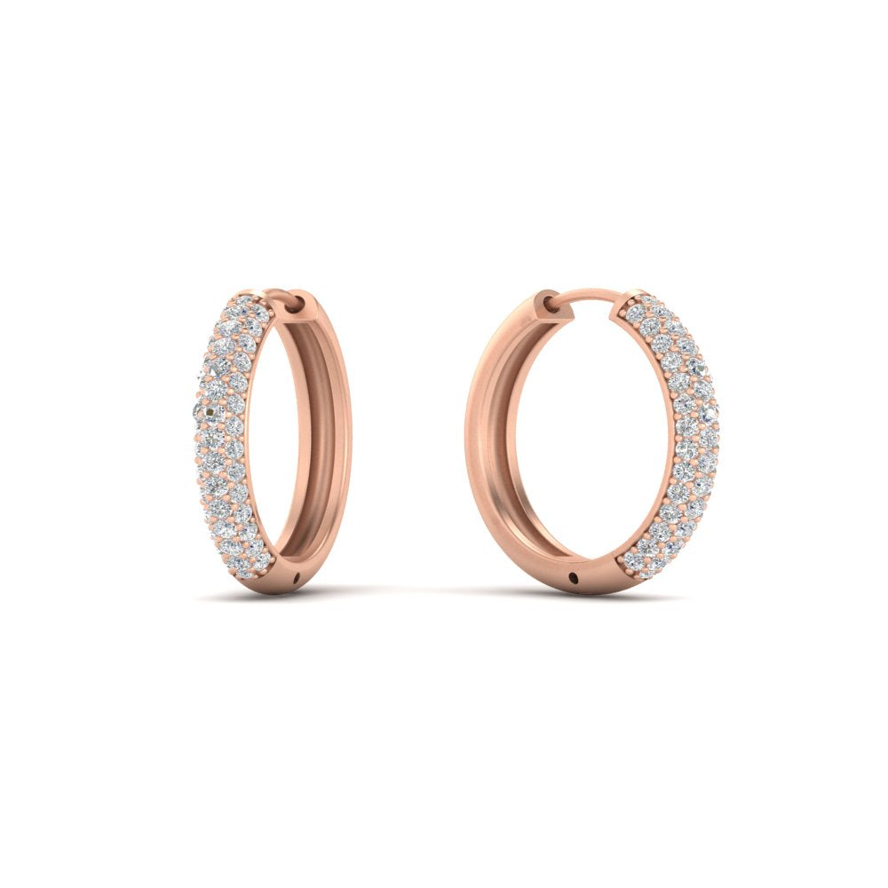 Pave Set Diamond Hoop Earrings