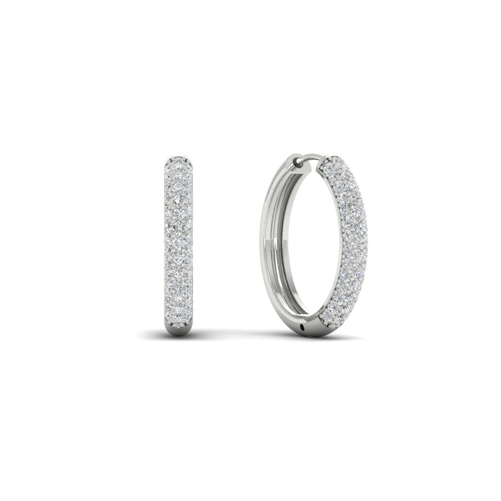 Pave Set Diamond Hoop Earrings