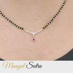 Load and play video in Gallery viewer, Floral Drop Ruby Mangalsutra Necklace
