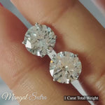 Load and play video in Gallery viewer, Round Cut 4 Prong Diamond Stud Earring