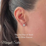 Load and play video in Gallery viewer, Round Cut 4 Prong Diamond Stud Earring