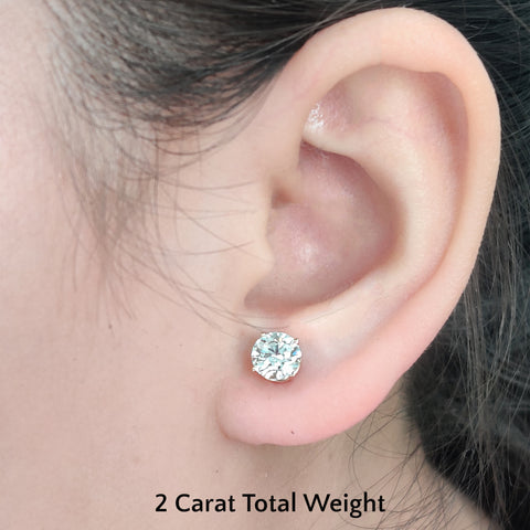 Round Natural Diamond Stud Earring