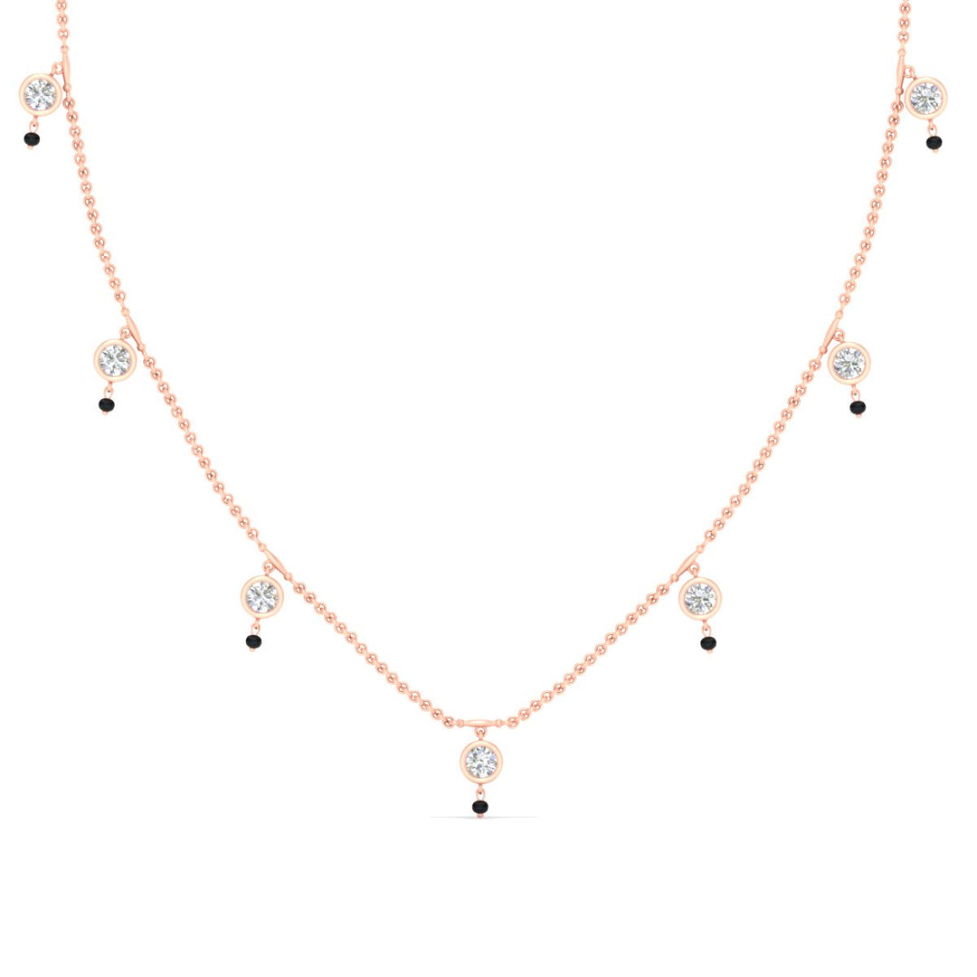 Round Diamond Bezel Station Black Bead Mangalsutra