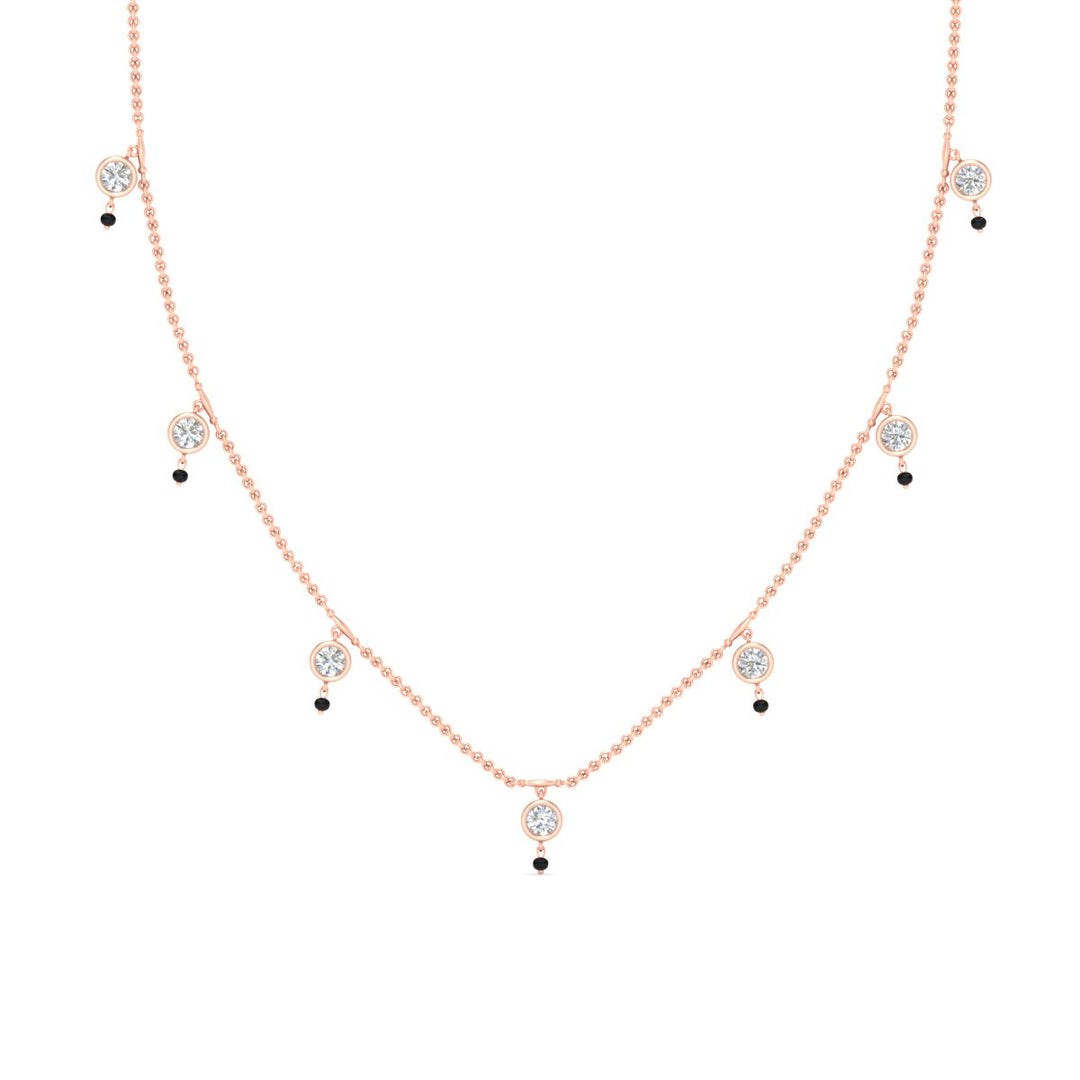 Round Diamond Bezel Station Black Bead Mangalsutra