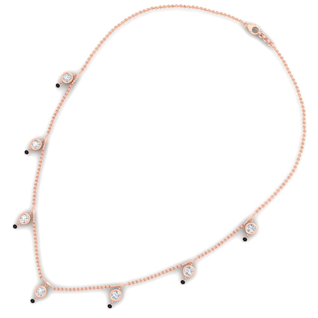 Round Diamond Bezel Station Black Bead Mangalsutra