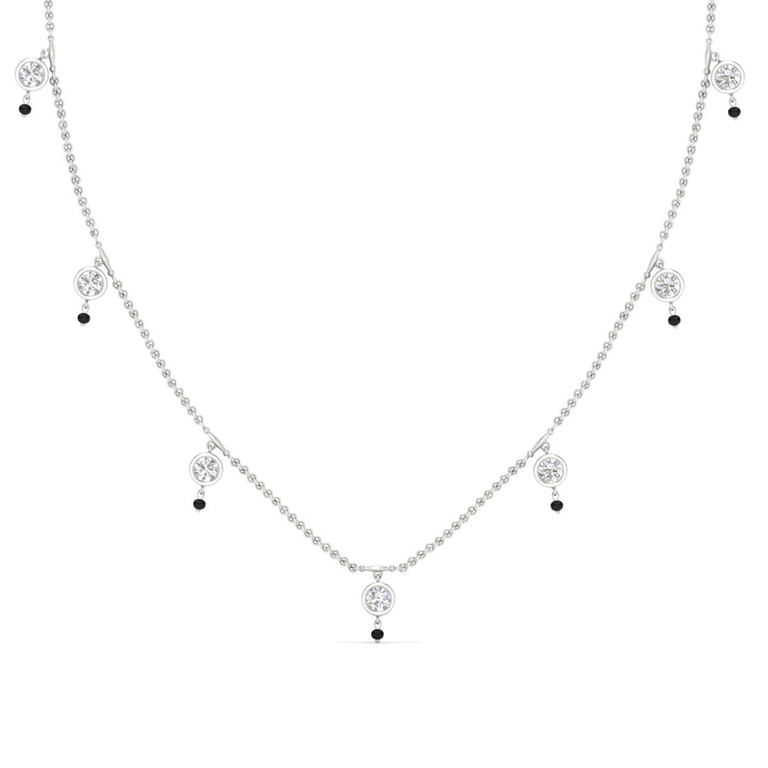 Round Diamond Bezel Station Black Bead Mangalsutra