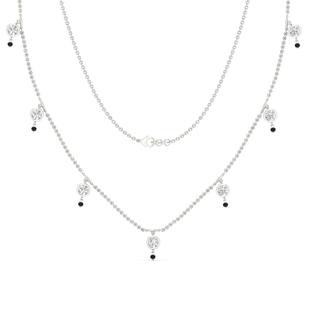 Round Diamond Bezel Station Black Bead Mangalsutra