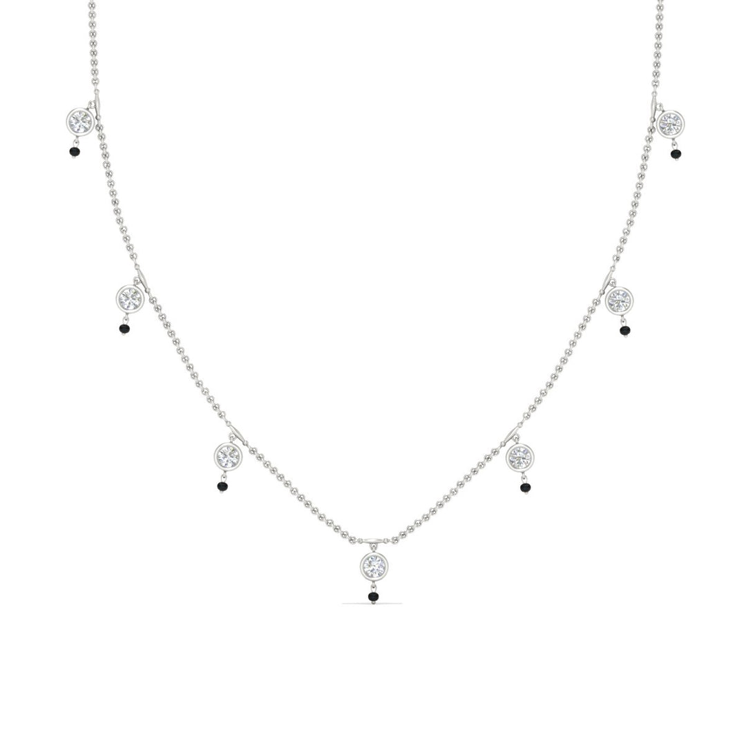 Round Diamond Bezel Station Black Bead Mangalsutra