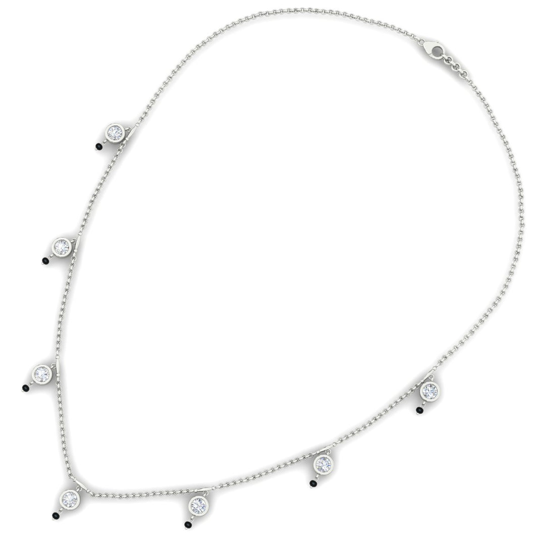 Round Diamond Bezel Station Black Bead Mangalsutra
