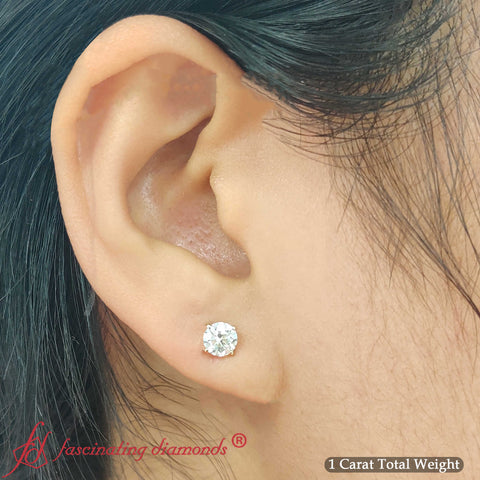 Round Natural Diamond Stud Earring