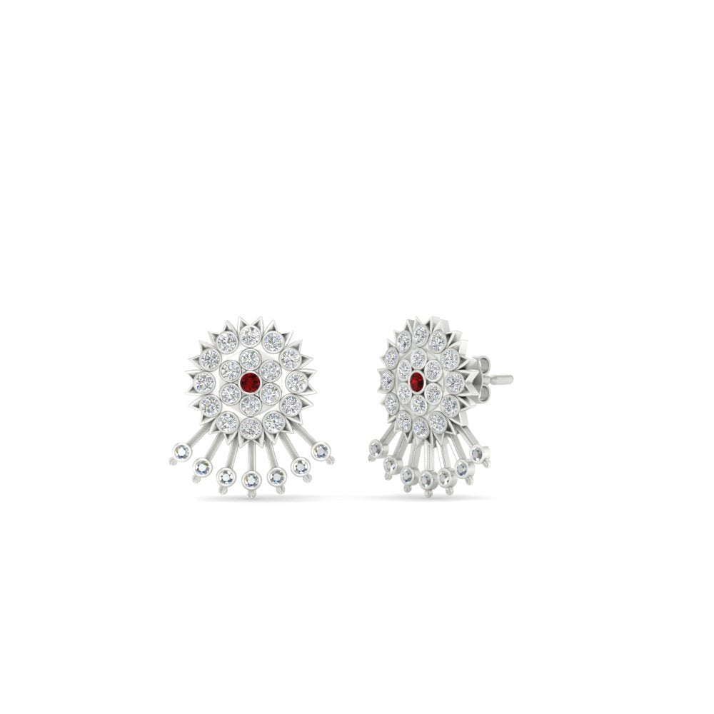 Diamond And Gold Impon Stud Earring