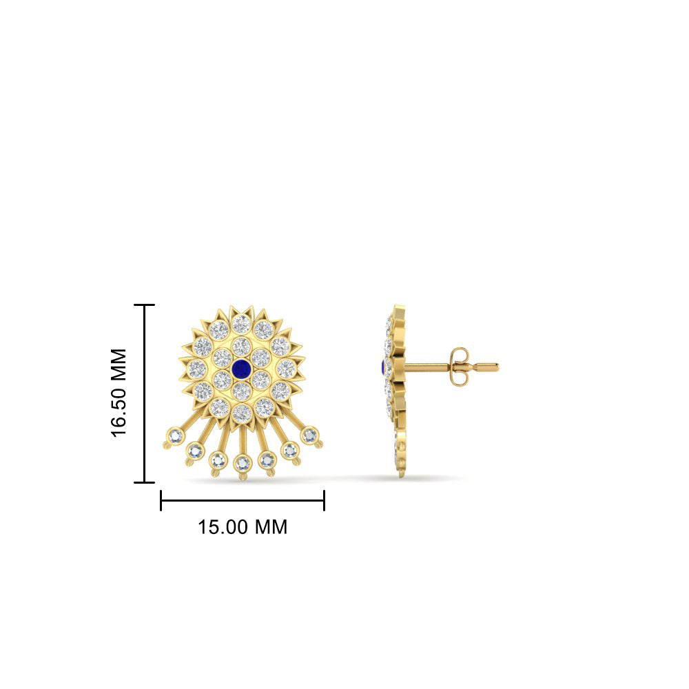 Diamond And Gold Impon Stud Earring