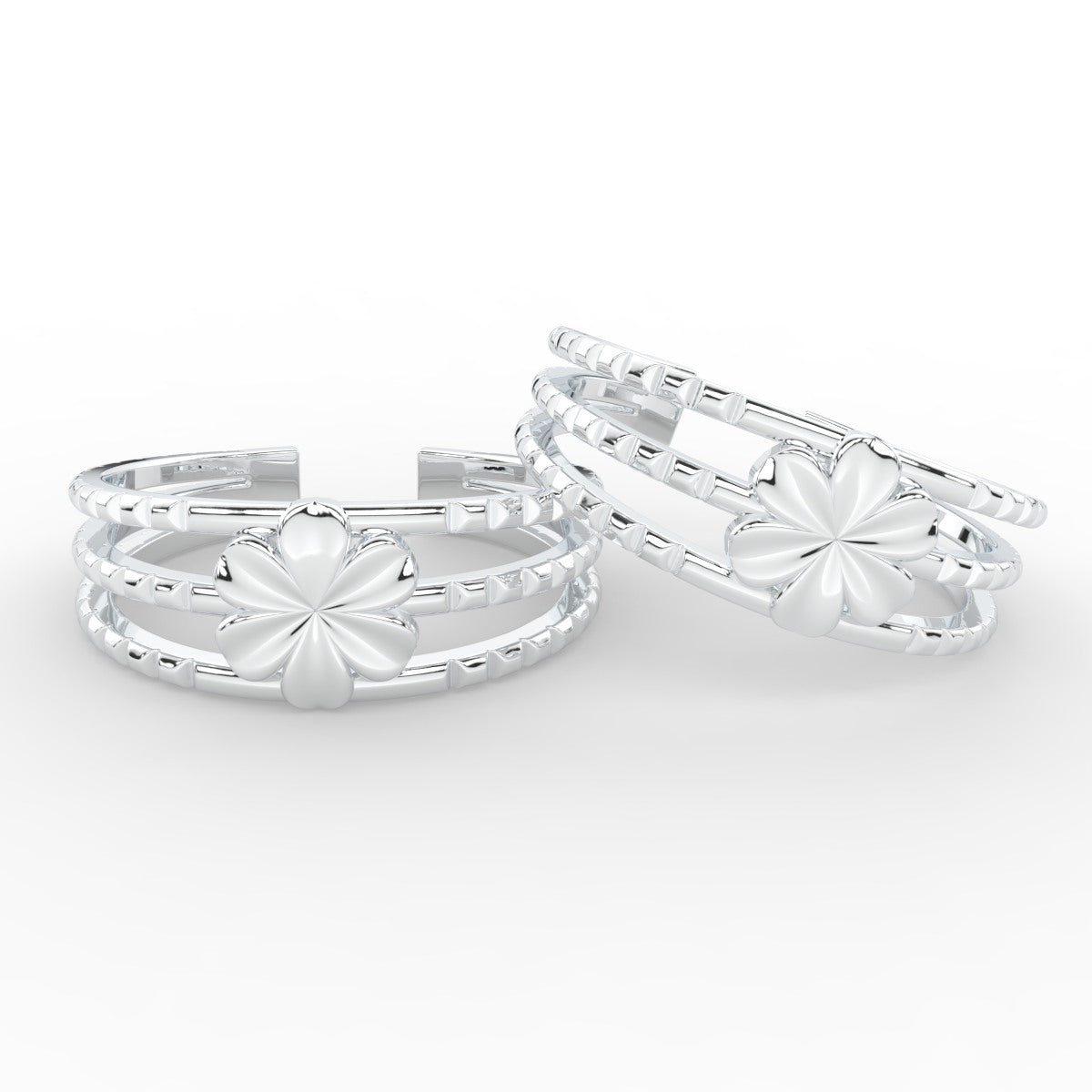 Stunning Flower Design 3 layers Toe Ring