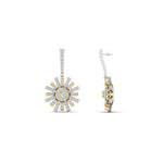 Load image into Gallery viewer, Sunflower Diamond Two Tone Drop Earrings