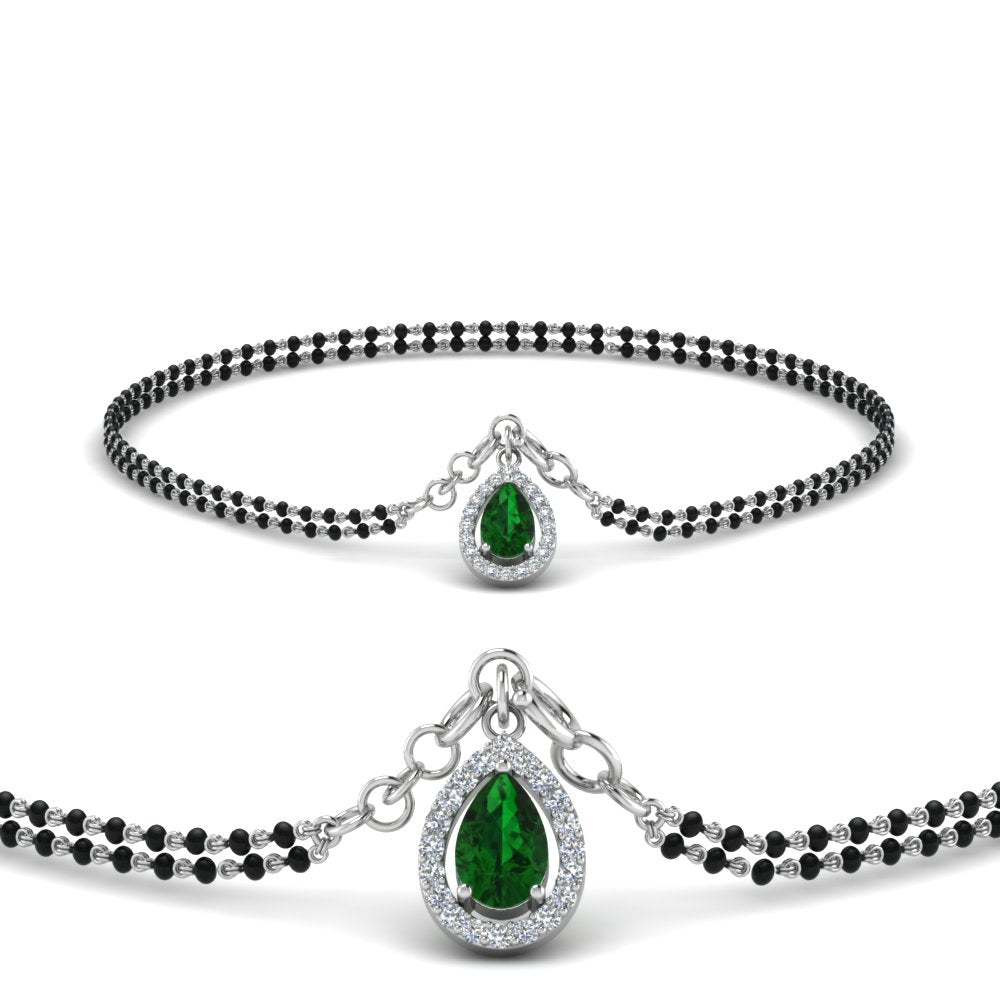 Teardrop Halo Diamond Bracelet Mangalsutra