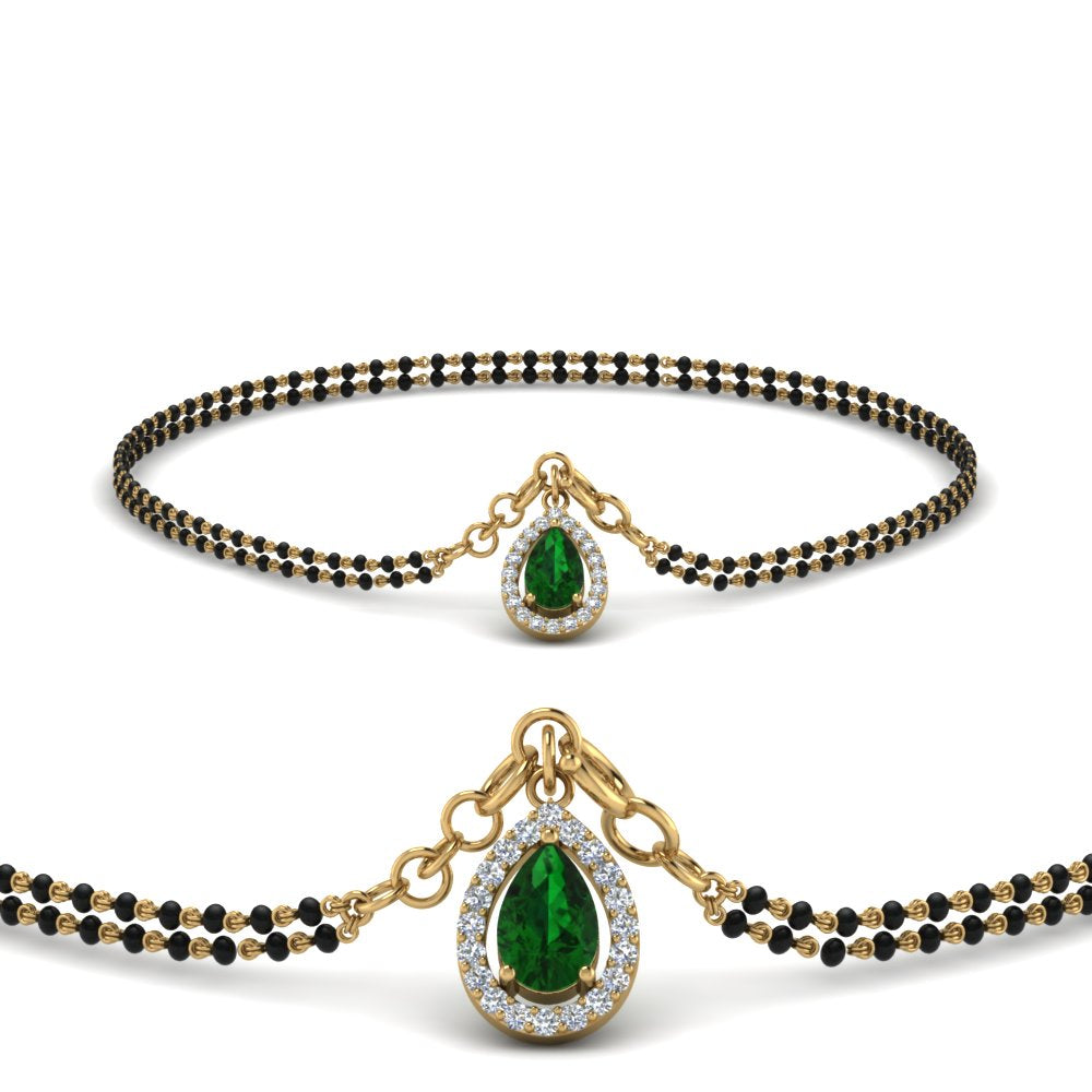 Teardrop Halo Diamond Bracelet Mangalsutra
