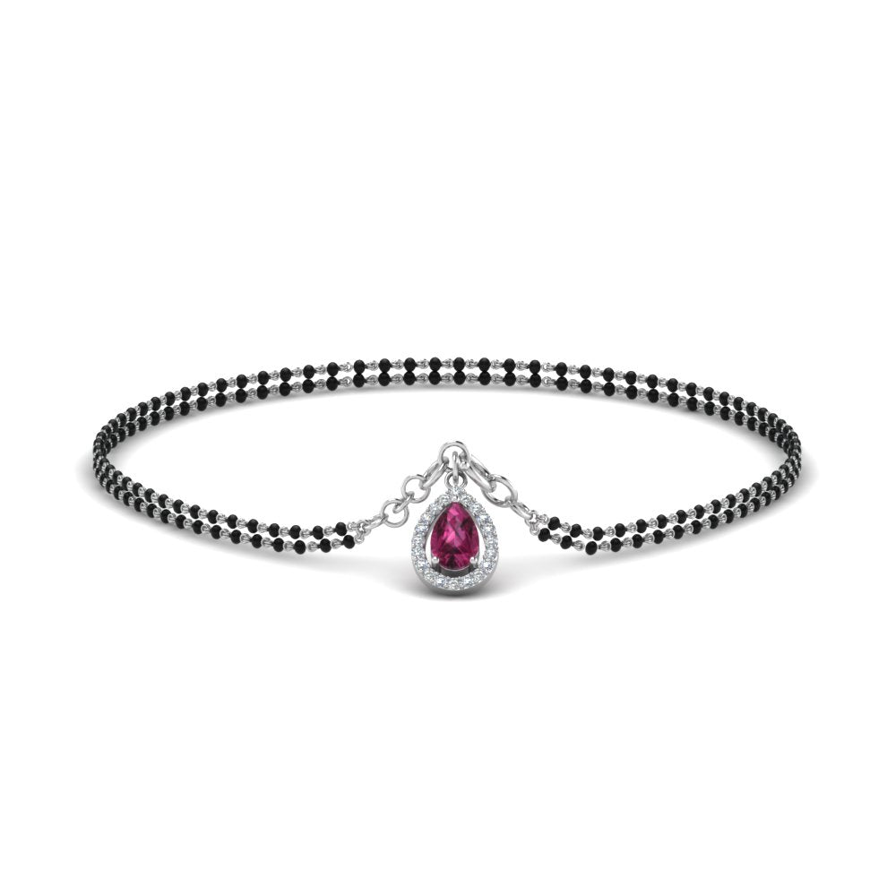 Teardrop Halo Diamond Bracelet Mangalsutra