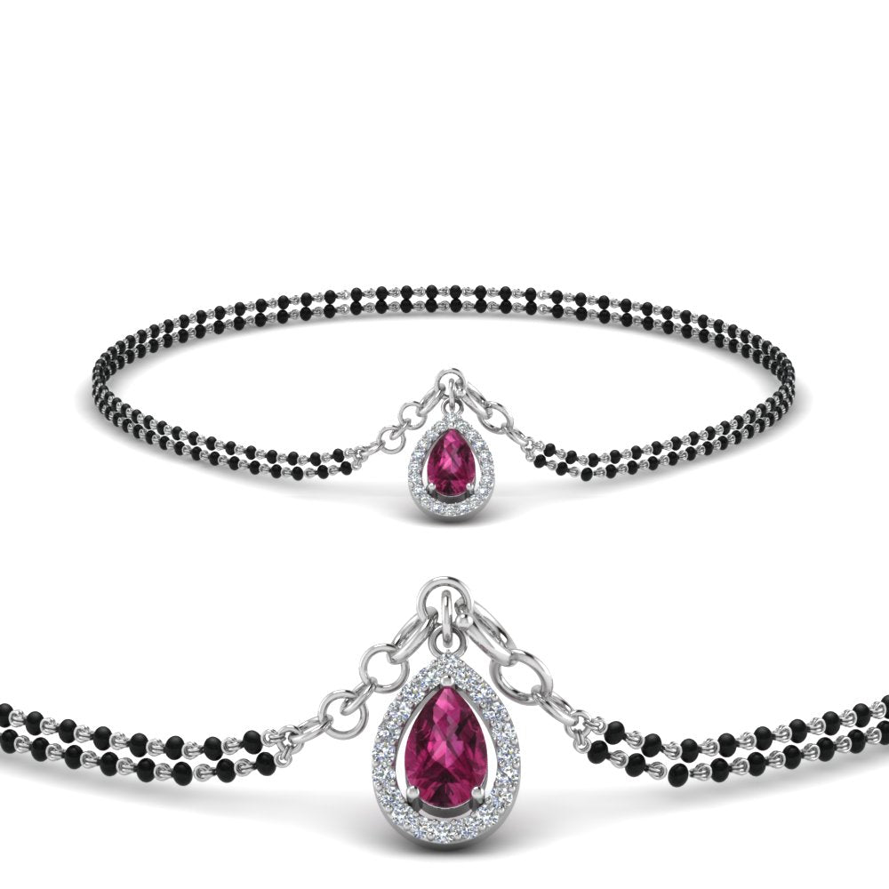 Teardrop Halo Diamond Bracelet Mangalsutra