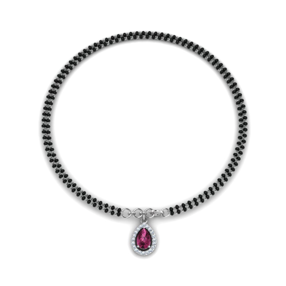 Teardrop Halo Diamond Bracelet Mangalsutra