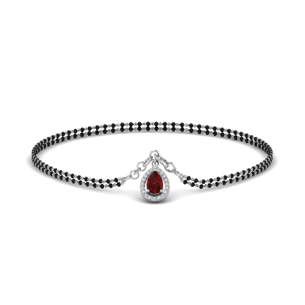 Teardrop Halo Diamond Bracelet Mangalsutra