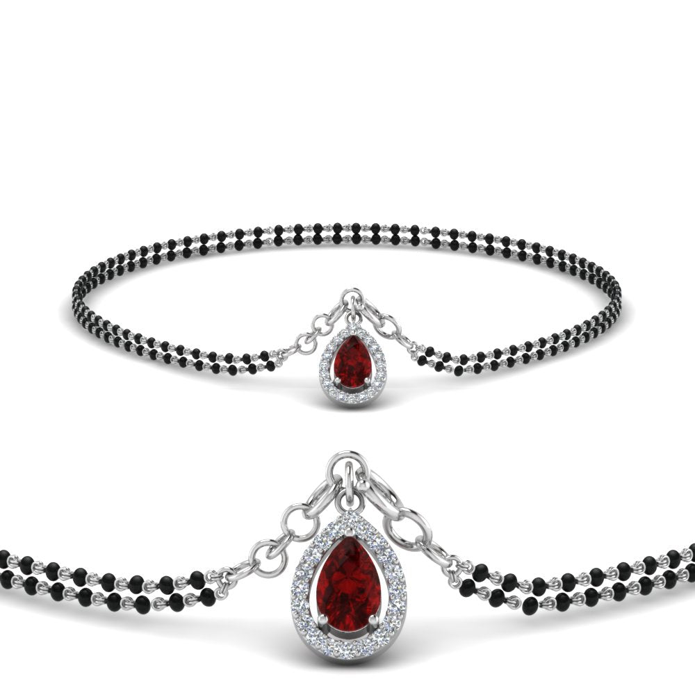 Teardrop Halo Diamond Bracelet Mangalsutra
