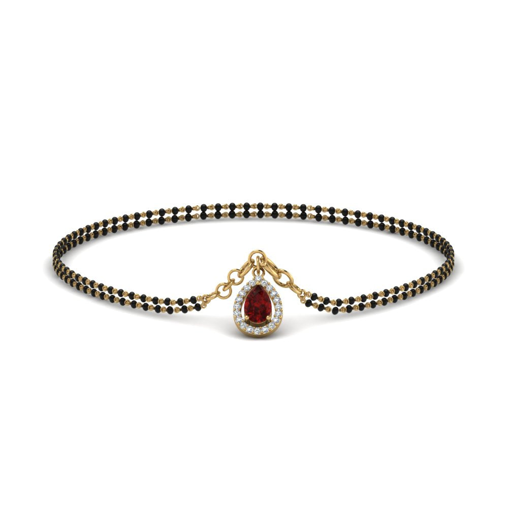 Teardrop Halo Diamond Bracelet Mangalsutra