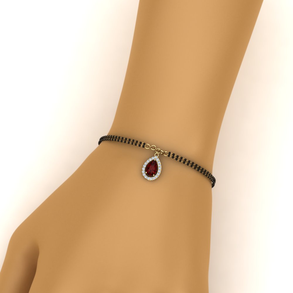 Teardrop Halo Diamond Bracelet Mangalsutra
