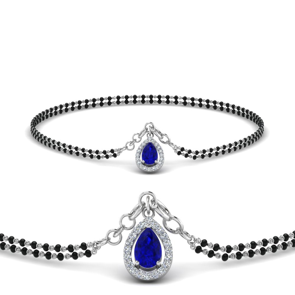 Teardrop Halo Diamond Bracelet Mangalsutra