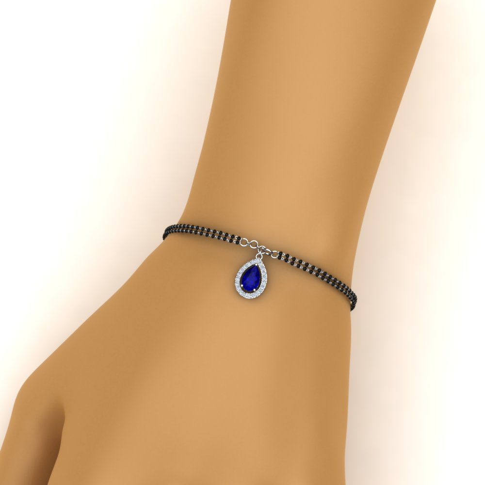 Teardrop Halo Diamond Bracelet Mangalsutra