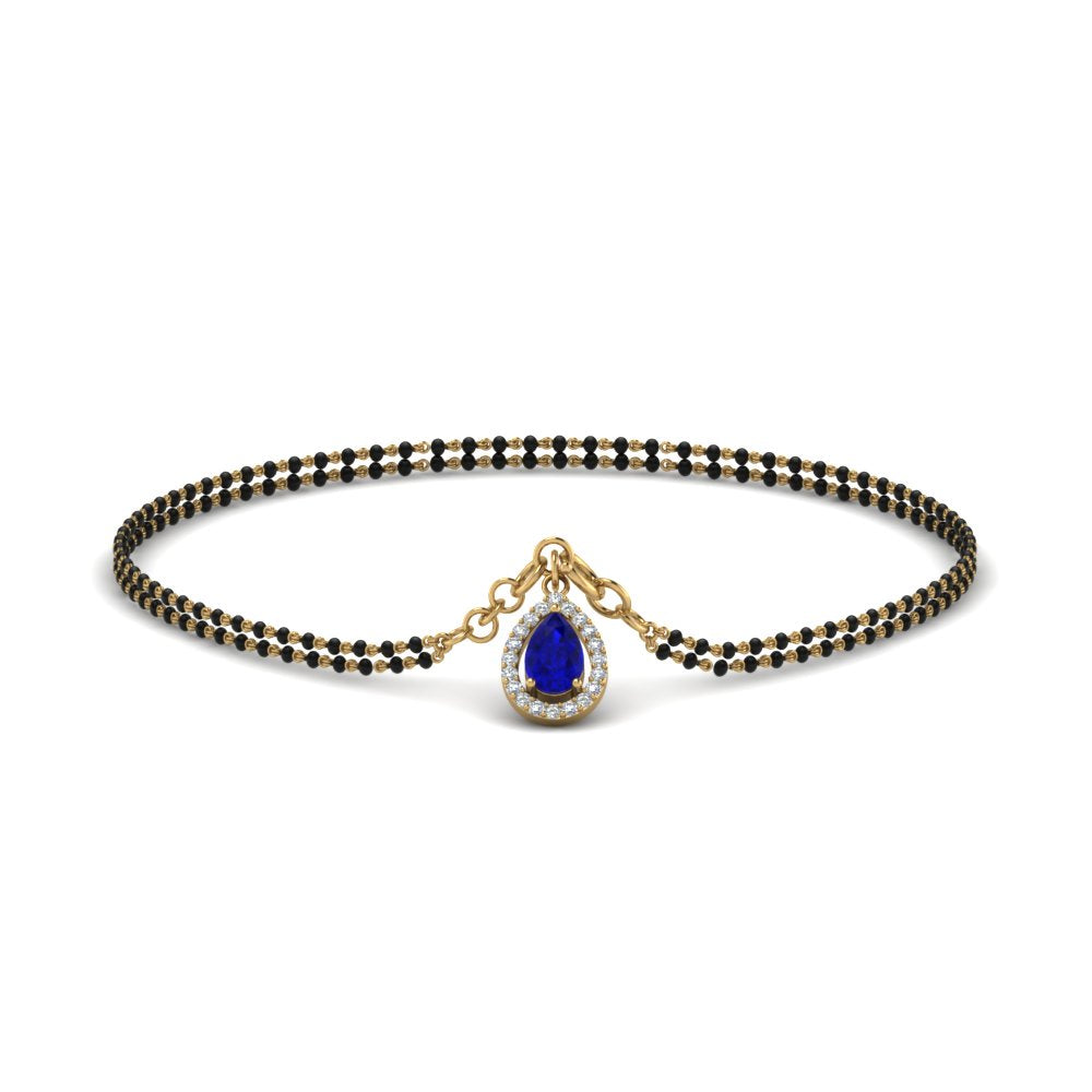Teardrop Halo Diamond Bracelet Mangalsutra