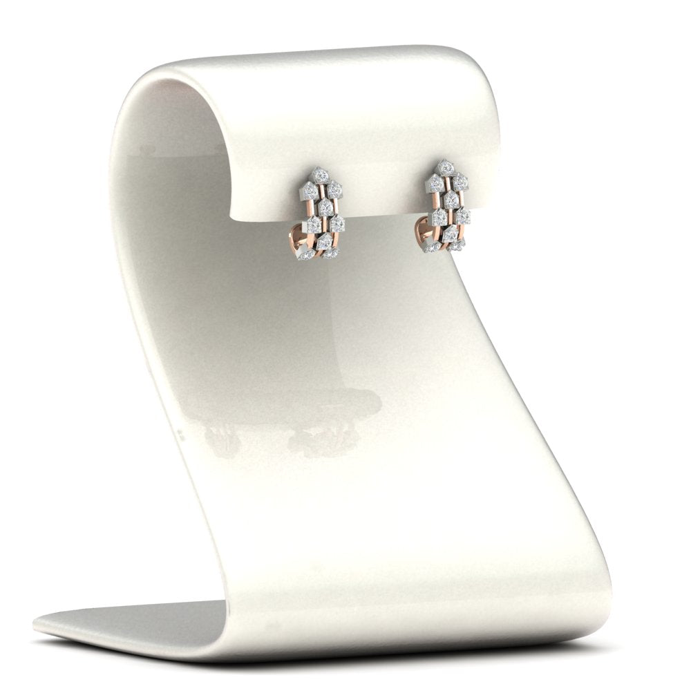 Three Row Diamond J Hoop Earrings
