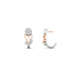 Load image into Gallery viewer, Tow Tone Delicate Diamond Bali J Hoops Earrings

