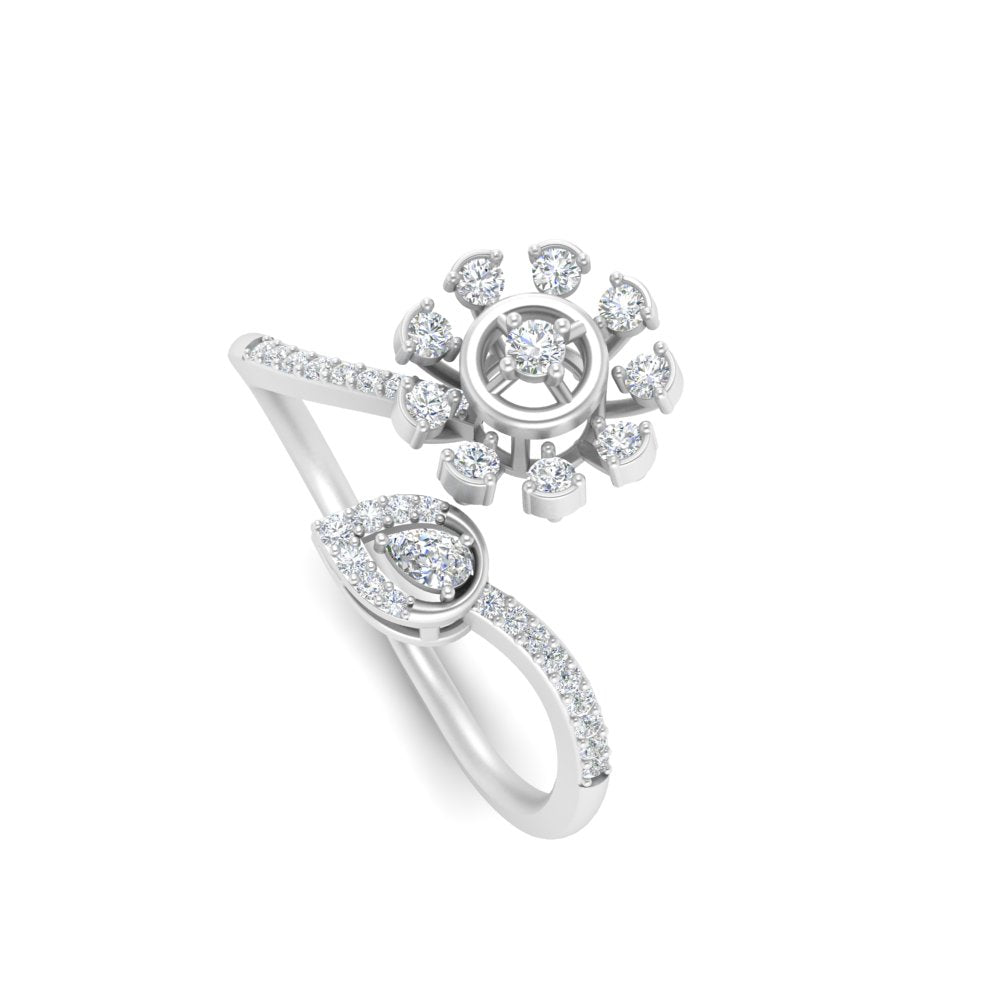 Twisted Diamond Flower Engagement Ring