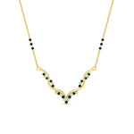 Load image into Gallery viewer, twisted-v-shape-3-black-beads-pink-sapphire-mangalsutra-in-yellow-gold-mgs60964gsadrpiangle1-nl-yg.jpg