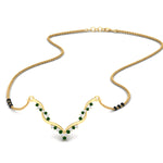 Load image into Gallery viewer, twisted-v-shape-3-black-beads-pink-sapphire-mangalsutra-in-yellow-gold-mgs60964gsadrpisleep-nl-yg.jpg