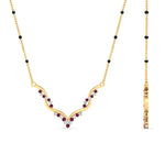 Load image into Gallery viewer, twisted-v-shape-spaced-out-pink-sapphire-mangalsutra-in-yellow-gold-mgs60964gsadrpiangle2-nl-yg.jpg