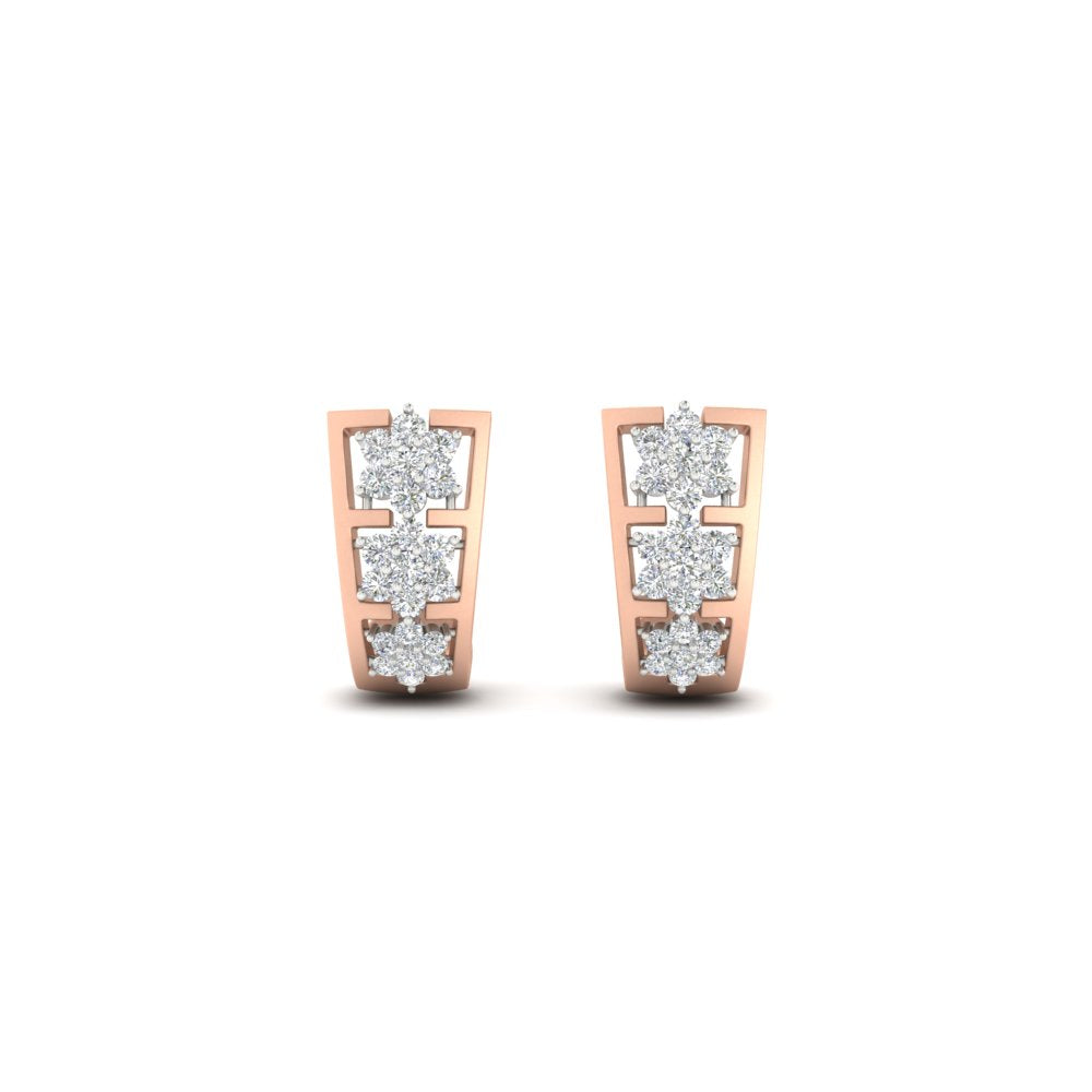 Two Tone Floral Diamond Earrings