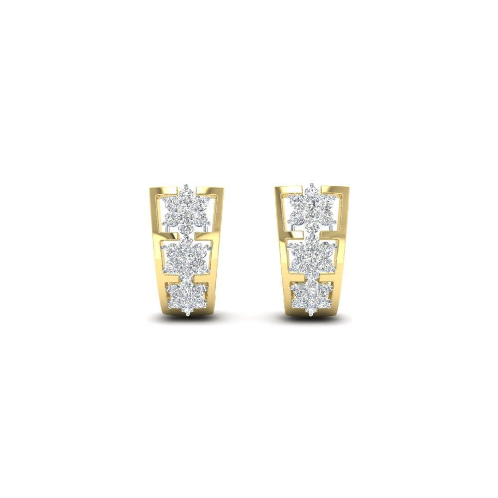 Two Tone Floral Diamond Earrings