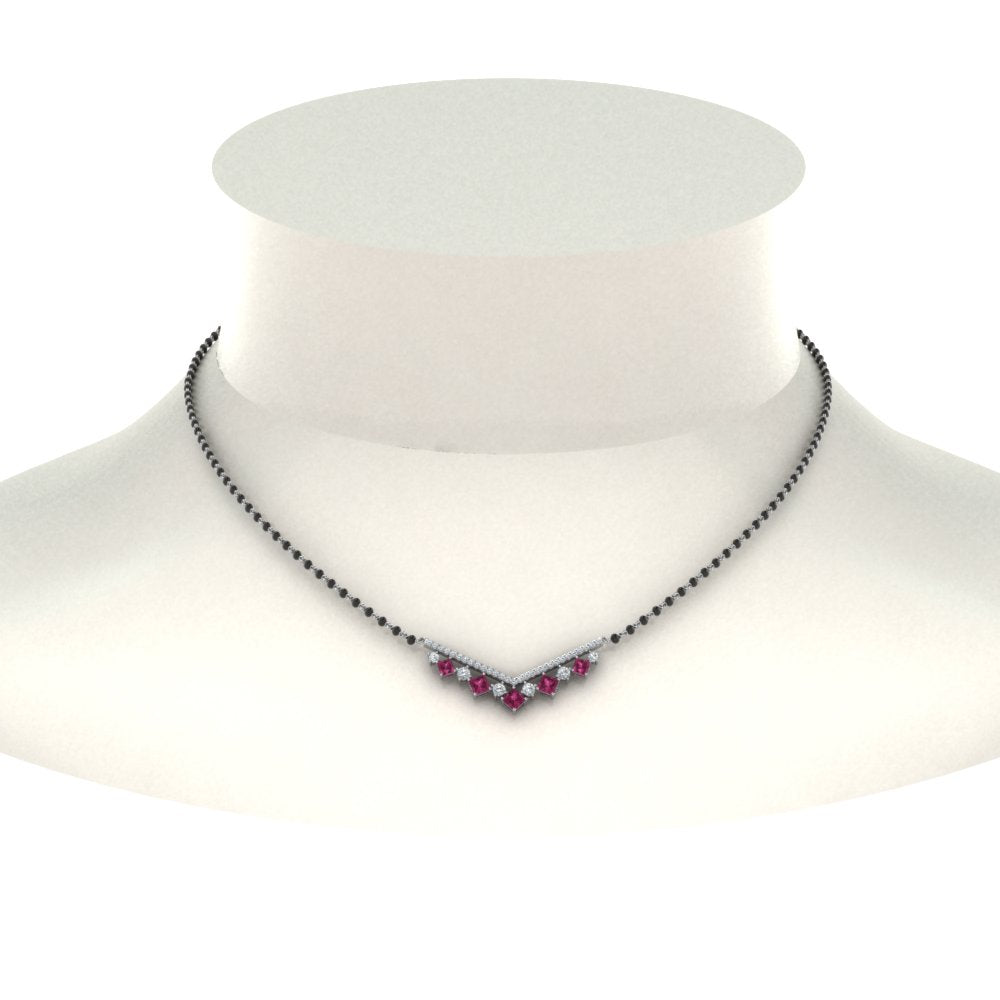 V Shaped Bar Diamond Mangalsutra