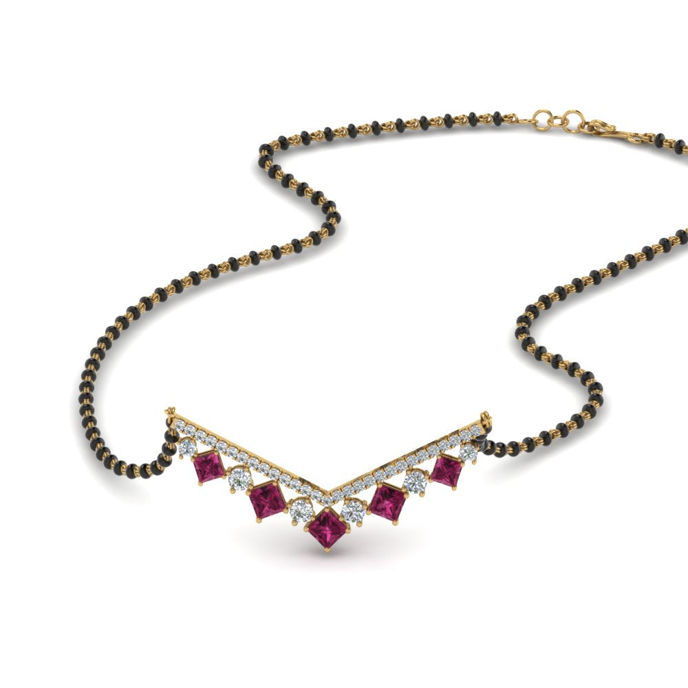 V Shaped Bar Diamond Mangalsutra