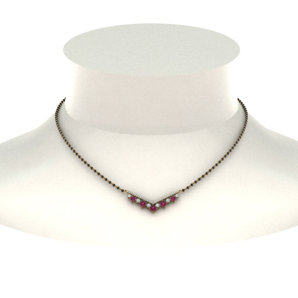 V Shaped Bar Diamond Mangalsutra