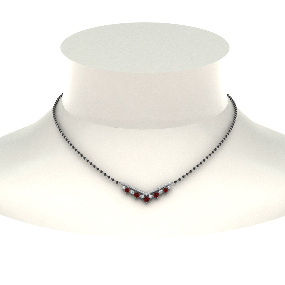 V Shaped Bar Diamond Mangalsutra