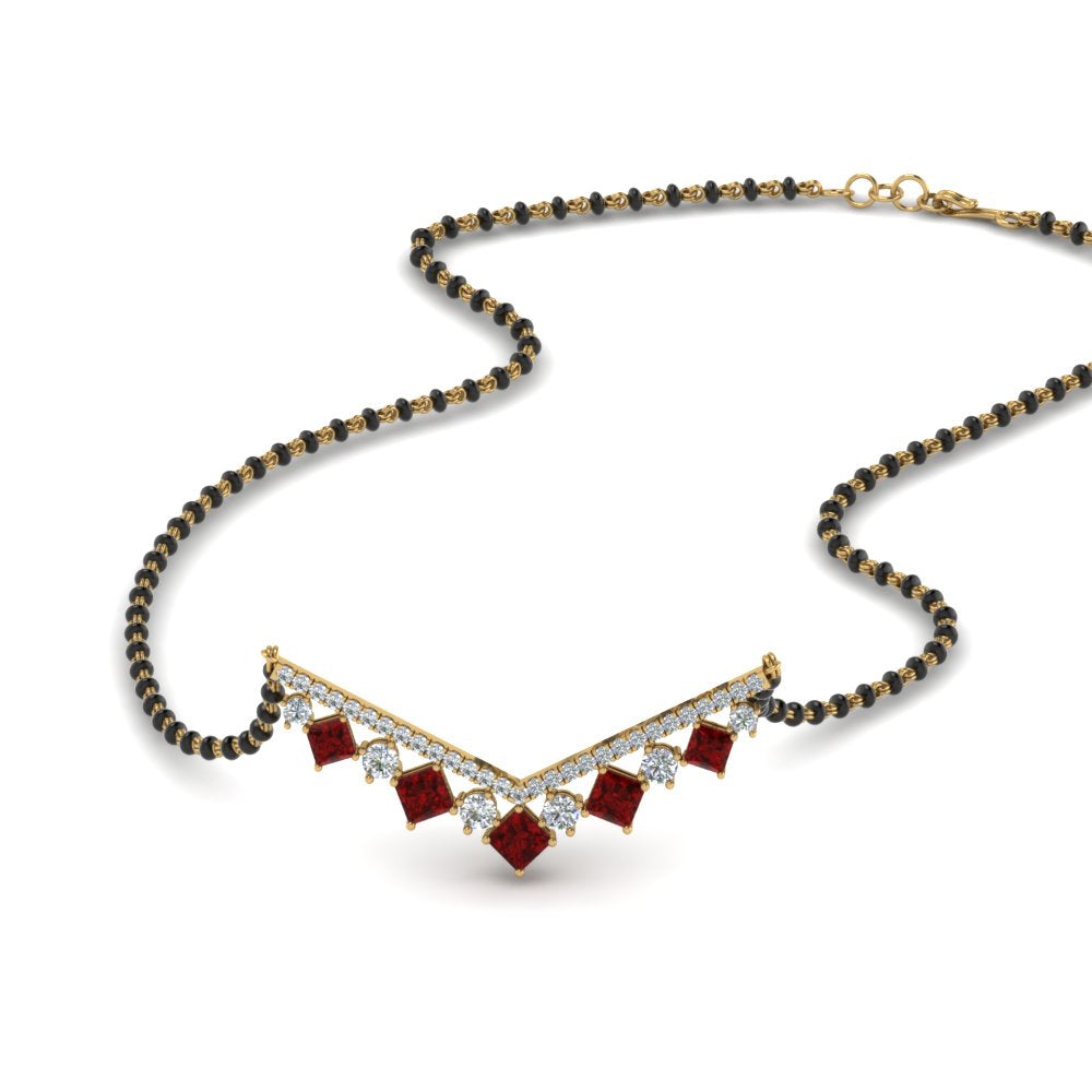 V Shaped Bar Diamond Mangalsutra