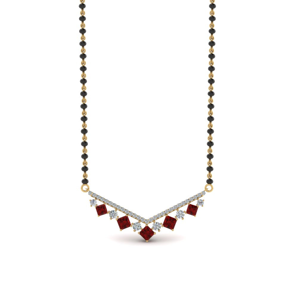 V Shaped Bar Diamond Mangalsutra