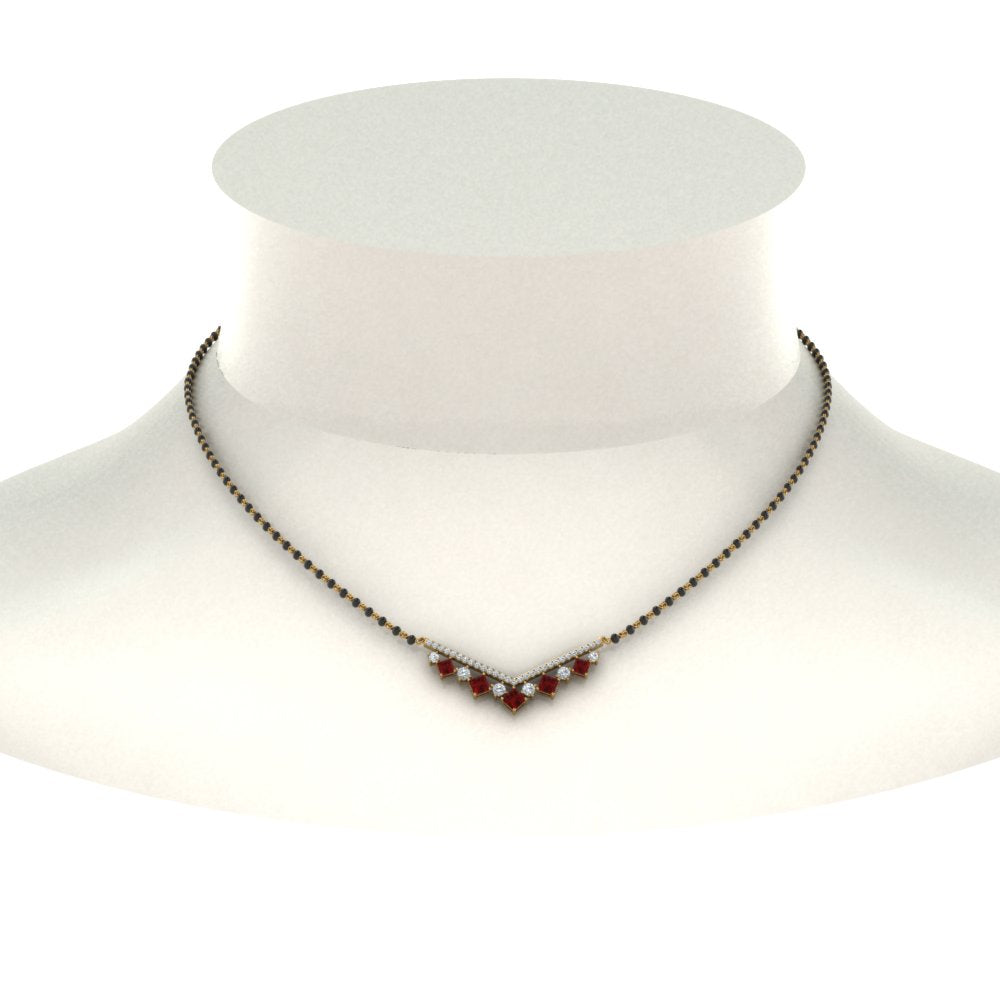 V Shaped Bar Diamond Mangalsutra