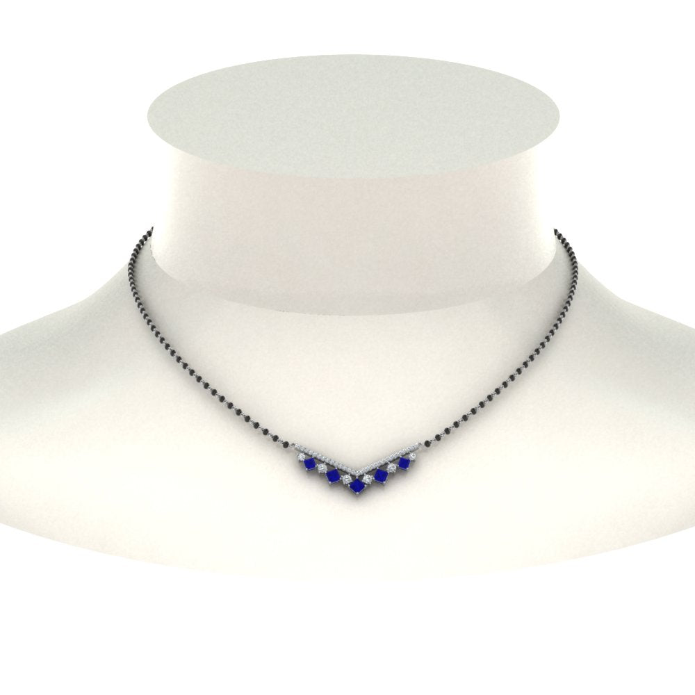 V Shaped Bar Diamond Mangalsutra
