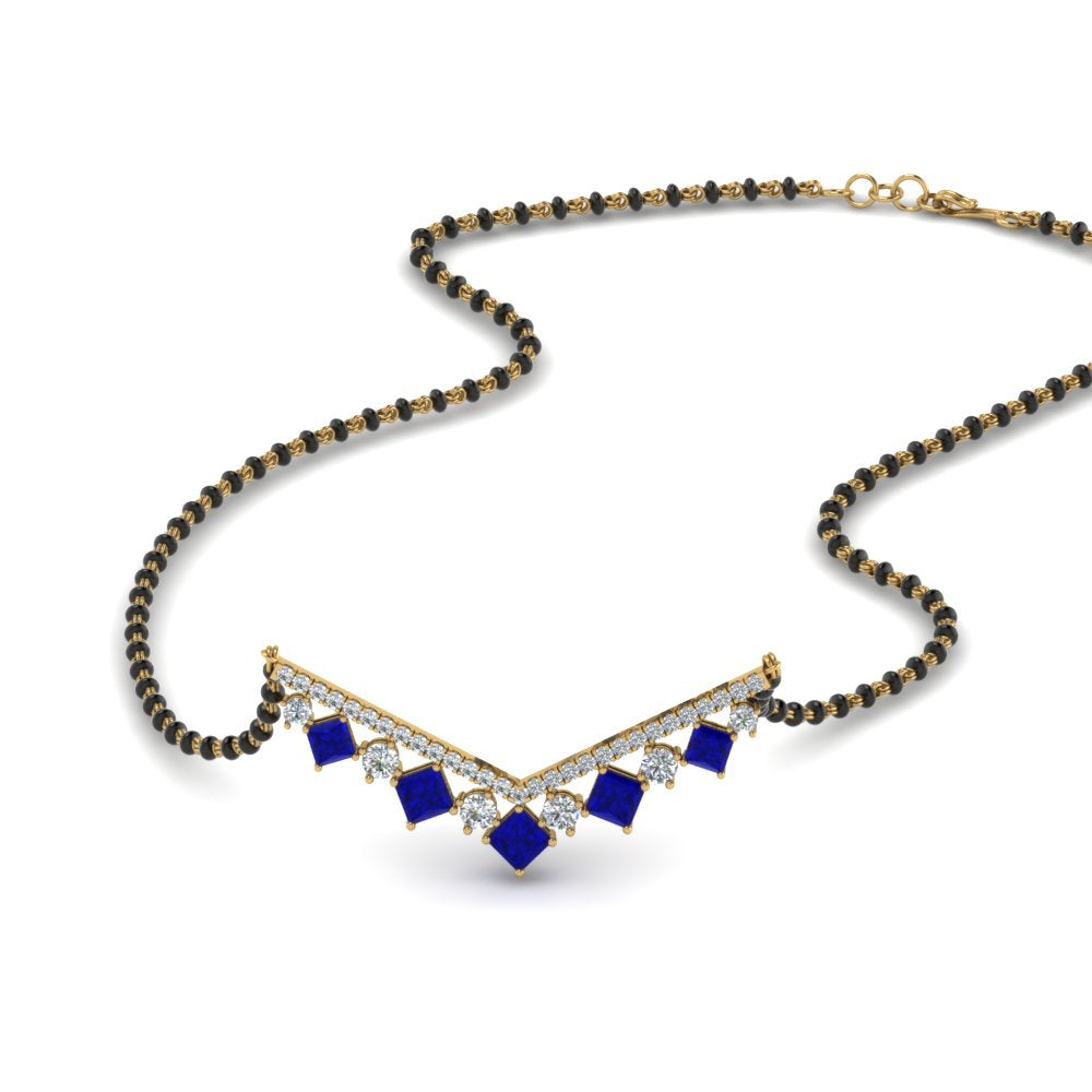 V Shaped Bar Diamond Mangalsutra