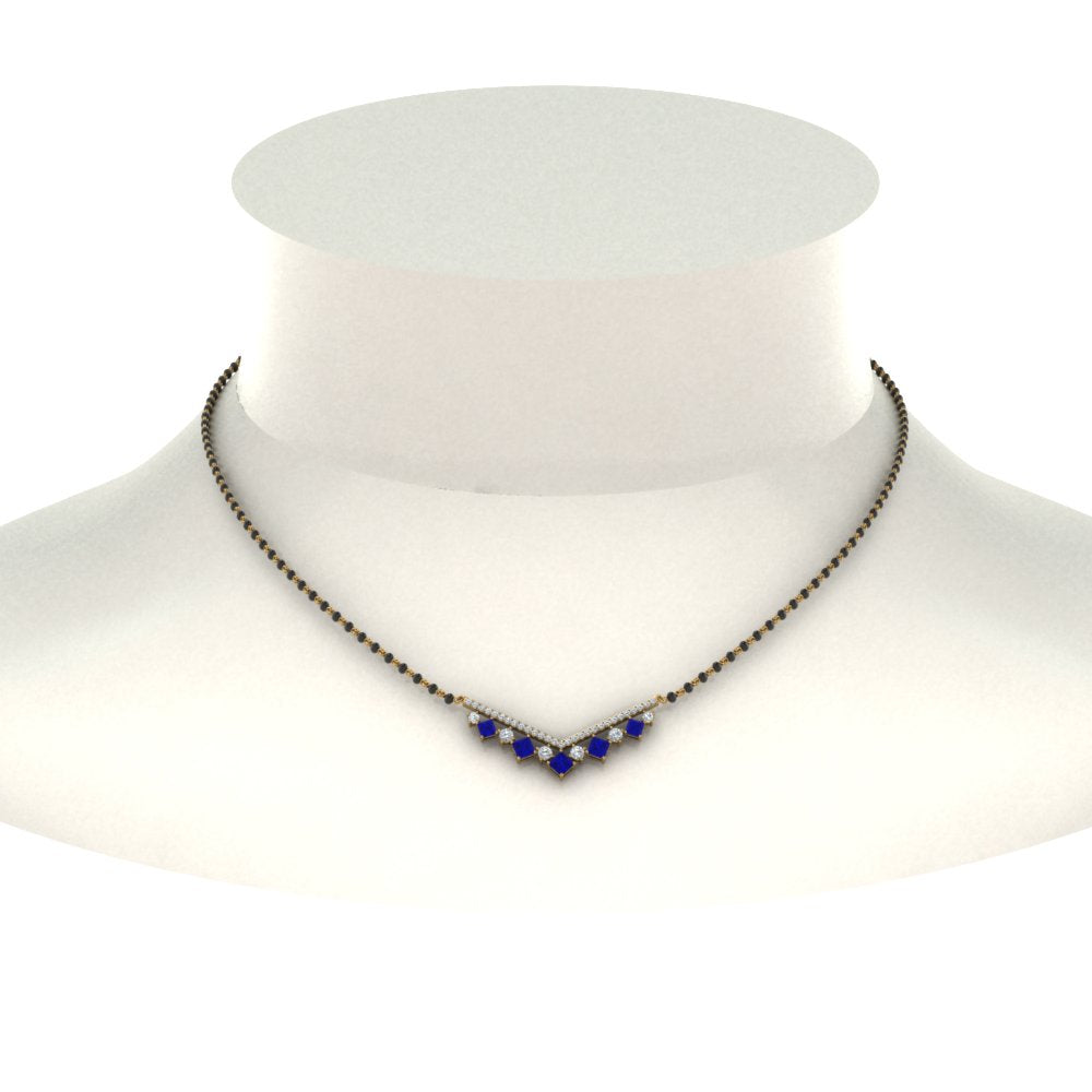 V Shaped Bar Diamond Mangalsutra