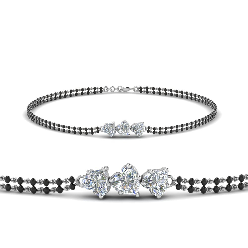 3 Heart Diamond Bracelet Mangalsutra